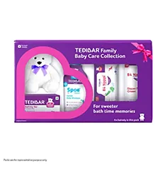Torrent Pharma Tedibar Family Baby Care Collection by -Torrent Pharma| Baby Gift Pack | Baby's Bath Time Buddy | 5 Individual Product with Teddy Bear