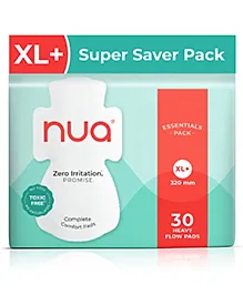 Nua Complete Comfort Pads | Zero Irritation Promise | Essentials Pack | Super Saver|XL+ Heavy  - Pack of 30