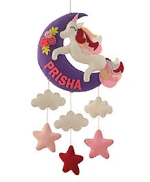 Lill Pumpkins Moon Unicorn with Stars Theme Personalised Felt Name Alphabet Hanging for Kids Name Plaque - Purple