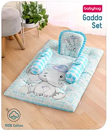 Babyhug 100% Cotton Digital Print Bedding Set Elephant Print - Blue