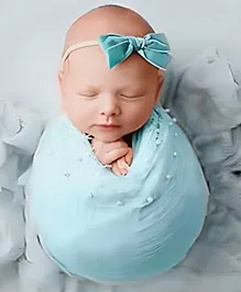 MOMISY Baby Photography Photoshoot Props Breathable Blanket Swaddle Wrap, Pearl-Mint Green