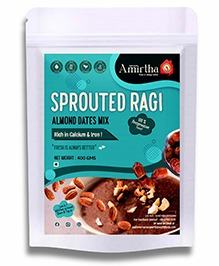 Amirtha Health Foods - Sprouted Ragi Almond Dates Mix- 400g | Iron & Calcium | Non-Instant mix | Porridge, Puttu, Dosa, Rotis