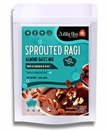 Amirtha Health Foods - Sprouted Ragi Almond Dates Mix- 400g | Iron & Calcium | Non-Instant mix | Porridge, Puttu, Dosa, Rotis