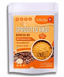 Amirtha Health Foods - Sprouted Ragi Moong Dal Mix - 400g | Protein & Calcium | Non-Instant mix | Porridge, Puttu, Dosa, Rotis