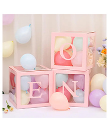 Shopperskart One Balloon Box 1st Birthday Decorations Kit  Balloon Box is Perfect for First Birthday & Baby Shower -pack of 3 - Pink
