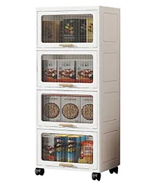 House of Quirk Foldable Storage Box,Closet Organizers and Storage,Plastic Storage Cabinet for Craft Toy Organizer,Stackable Storage Containers with Doors and Lids for Organization (4Layer 55cm White)