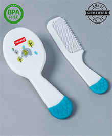 Babyhug Ergo Grip Hair Brush & Comb Grooming Set - Blue| Soft Nylon Bristles| Rounded End Comb Teeth| Baby Safe