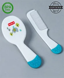 Babyhug Ergo Grip Hair Brush & Comb Grooming Set - Blue| Soft Nylon Bristles| Rounded End Comb Teeth| Baby Safe
