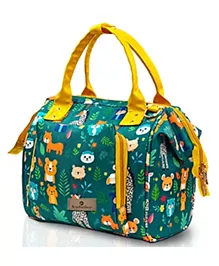 StarAndDaisy Bag for Mothers for Travel, Newborn Baby Diaper Bags with Multiple Pockets, Back Opening, Waterproof Pocket, Jungle Print - Green