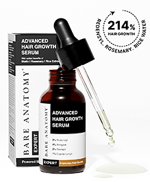 Bare Anatomy Advanced Hair Growth Serum | 3% Redensyl 4% Anagain 3% Baicapil 1% Capilia Longa Rosemary Biotin & Rice Extract | Hairfall control & Hair Density | Unisex | 30ml