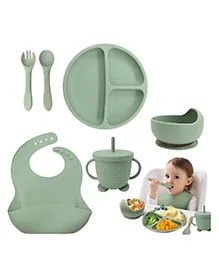 AEREX Silicone Baby Feeding Sets | Baby Weaning Set | Silicone Plate Set Suction Plates Solid for Baby & Toddler | Suction Bowl, Bib, Cup, Fork, and Spoon Cutlery Set for Babies and Toddlers (6 Pcs)