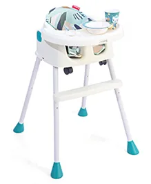 Babyhug 4 in 1 Convertible High Chair with Adjustable Height & Comfortable Seat - White