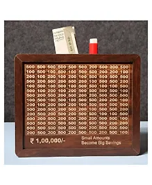 NEGOCIO Piggy Bank - Wooden Saving Box 100000, Wooden Money Saving Box Adult 100000 with Counter, Stylish Money Bank for Kids and Adults, Durable Wooden Design for Secure Savings- Pack of 1- Color May Vary