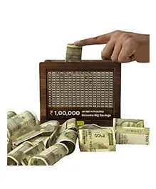 YAMAMA Wooden Money Piggy Bank, Money Box, Coin Box with Carved Design for Kids Children, Savings Challenge Box, Cashbox, Cash Vault Wooden Savings Box, Wooden Coin Box For Kids Wooden Money Bank Kids Toys - (Design And Color May Vary)