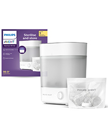 Philips Avent Advanced Electric Steam Sterilizer with Microwave Sterilizer Bags | Kills 99.9%* germs in 10 mins Cycle with Natural Steam Sterilization I Stays Sterile up to 24hrs