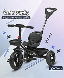 Baby Tricycle with Parental Push Handle & Safety Harness - Black