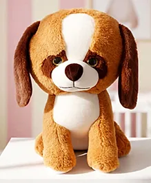 Babyhug 38 cm Glitter Eyes Dog Soft Toy - Brown | Cute & Cuddly Plush Toy for Kids | Made from Child-Safe & Non-Toxic Material | Ideal Gift for 6+ Months | BIS Certified