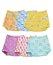 SuperBottoms Padded Underwear with 3 Layers Of Cotton Padding & Super Dry Feel Layer Pack of 6 - Multicolor
