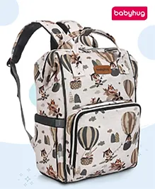 Babyhug Multipurpose Spacious Diaper Backpack Hot Air Balloon Print - Beige