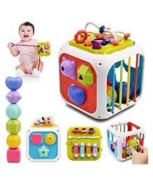 FUNVERSE Montessori Toys 7 in 1 Baby Sensory Toy for Kids Educational Learning Shape Sorter Activity Stacking Toys Baby Shape Sorting Interactive Toy Fine Motor Skill Developmental,Multicolor