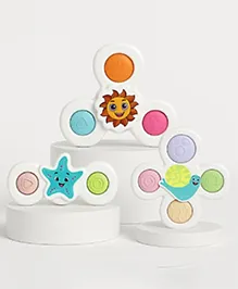 FUNVERSE Baby Bath Toys For Kids - 3 PCS Suction Cup Bath Toy for Baby Boys Girls , Waterproof Suction Cup Top Rotating Montessori Learning Toy Sticks to Smooth Surface