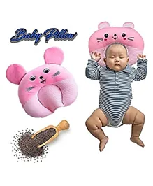 Numum Baby U Shape Pillow For Round Head Mustard Pillow Rai Pillow Baby Rai Takiya- Marie Pink ( Multi Print) ( Color And Design May Vary)