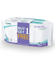 Himalaya Gentle Baby Wipes Fabric Based Biodegradable Plant With Indian Lotus & Aloe Vera 72 Pieces Each - Pack Of 2
