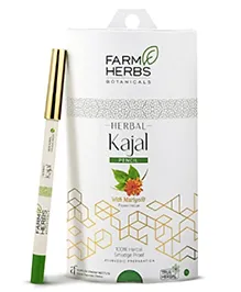Farmherbs Herbal Kajal Pencil - Lead-Free, Irritation-Free, Safe for Pregnant & Lactating Women, Natural Black - 1.5 g