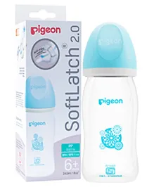 Pigeon Soft Latch 2.0 Anti Colic System Nursing Bottle With White Cap & Blue Hood - 240 ml