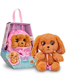 Baby Paws Cocker Spaniel Soft Toy with Swaddle Bag & Music Brown - Height 24 cm