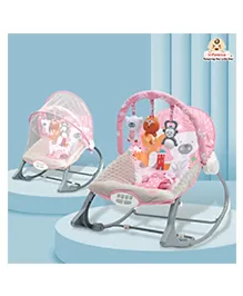 Infantso Baby Rocker Portable With  Mosquito Net  with Calming Vibrations & Musical Toy - Pink