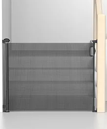 Kids Station Retractable Safety Gate for kids and pets. Easy walk-thru design, 90cm high, expands up to 180cm wide(Black). Perfect for doors and hallways to keep children and dogs safe indoors.