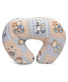 Babyhug Cotton Feeding Pillow Teddy Bear Print - Light Blue Fits upto Waist size 32 inches