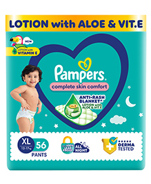 Pampers Complete Skin Comfort Pants, Anti-rash blanket, Lotion with Vitamin E & Aloe Vera,  Extra Large size baby Diapers, (XL) 56 Count, 12-17 kg