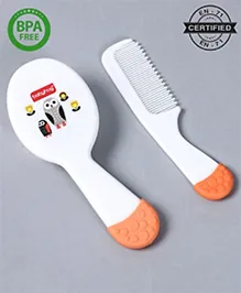 Babyhug Ergo Grip Hair Brush & Comb Grooming Set - Orange| Soft Nylon Bristles| Rounded End Comb Teeth| Baby Safe