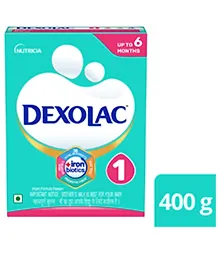 Dexolac Stage 1 Infant Formula - Strong Bone & Brain Development, Calcium & Vitamin D Enriched, 0-6 Months, 400g