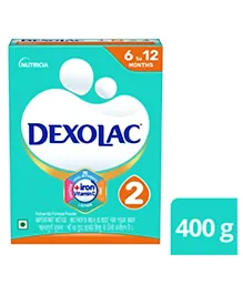 Dexolac Stage 2 Infant Formula 400gm - Follow-Up Milk Powder 6-12M, Brain & Bone Development