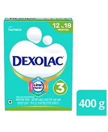 Dexolac Stage 3 Follow-Up Milk Formula for Infants 12+ Months, Gut Health & Development - 400g
