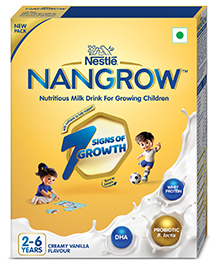 Nestle NANGROW  Nutritious Milk drink for growing children aged 2-6 years  ZERO Sucrose Contains DHA Rich in Protein & Vital Nutrients Creamy Vanilla Flavor - 400 gm