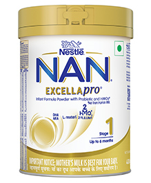Nestle NAN EXCELLAPRO Stage 1 Infant Formula Milk Powder with HMOs & Probiotic for Babies (Up To 6 Months), 400g Tin With Smartlid