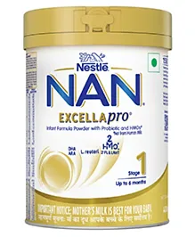 Nestle NAN EXCELLAPRO Stage 1 Infant Formula Milk Powder with HMOs & Probiotic for Babies (Up To 6 Months), 400g Tin With Smartlid
