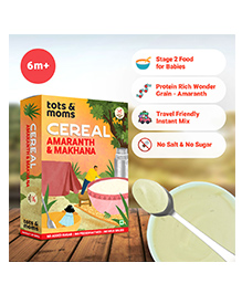Tots & Moms Protein & Calcium Rich - Amaranth & Makhana Instant Baby Cereal - 8+ Months, 200g , No Sugar No Milk - Preservative Free Travel Friendly Healthy Porridge Mix for Baby