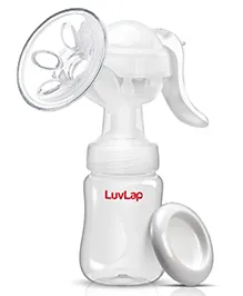LuvLap Manual Breast Pump with 3-Level Suction, Massage Cushion, Ergonomic Handle, 2 Free Breast Pads, BPA-Free, Gentle & Easy Milk Expression  White
