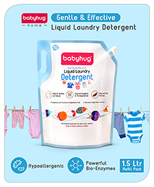 Babyhug Baby Laundry Detergent Refill  1500 ml| Plant-Based| Anti-Bacterial| Hypoallergenic Ingredients| No Bleach & Dyes| pH Neutral| Mildly Scented| For Both Hand & Machine Wash