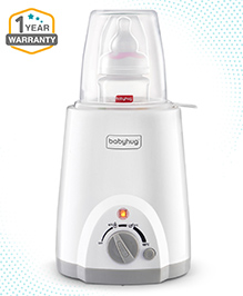 Babyhug 3-in-1 NutriWarm Bottle & Food Warmer with Sterilizer  White| Even Heating| 40&deg;C100&deg;C Smart Control| BPA-Free | Auto Cut-Off| 1-Year Warranty| Travel friendly