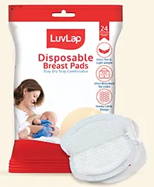 LuvLap Ultra Thin Honeycomb Nursing Breast Pads, 24pcs, Disposable, Highly Absorbent & Soft, White