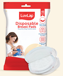LuvLap Ultra Thin Honeycomb Nursing Breast Pads, 48pcs, Disposable, Highly Absorbent & Soft, White