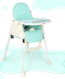 Babyhug 3 in 1 Comfy High Chair - Light Blue| High Chair, Feeding Chair & Booster Chair| Adjustable Double Food Tray| Removable PU Leather Seat| Safety Harness| Removable Footrest