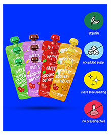 Happa Organic Baby Food Puree | 100% Fruits and Vegetables | No Sugar, Milk Powder, Preservatives | 12 Packs | 6M+ (100g Each)