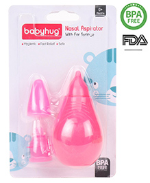 Babyhug 2-in-1 Nasal Aspirator & Ear Syringe for Babies Pink  Soft Tip| Safe | Hygienic | Newborns | BPA Free | Cold Relief | Easy to Clean | Travel Friendly